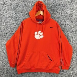 Vintage Nike Clemson Tigers Hoodie Mens 2XL Orange Basketball Sweatshirt XXL
